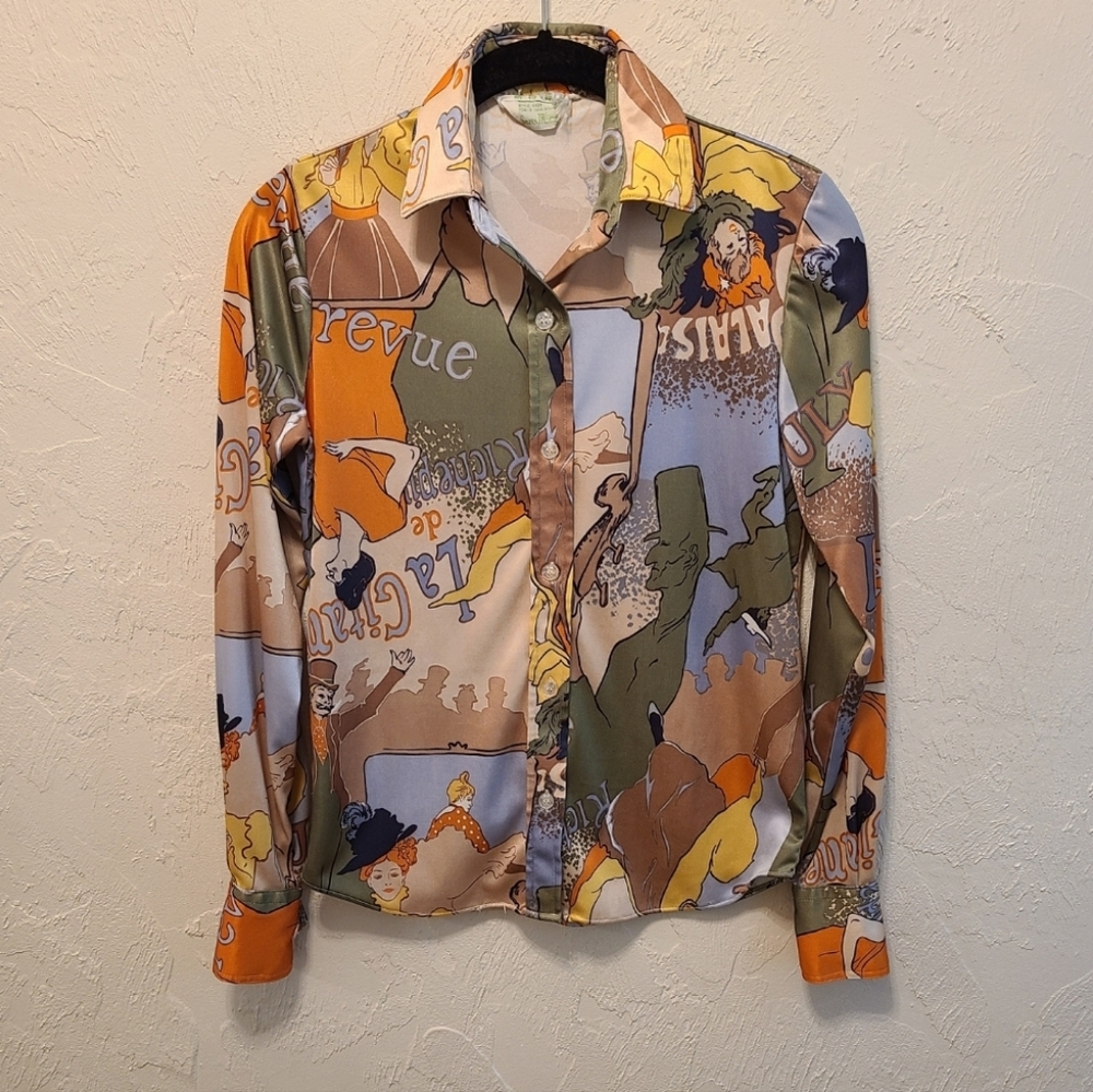 Vintage 70s Sears Jr. Toulouse-Lautrec Moulin Rouge Shirt